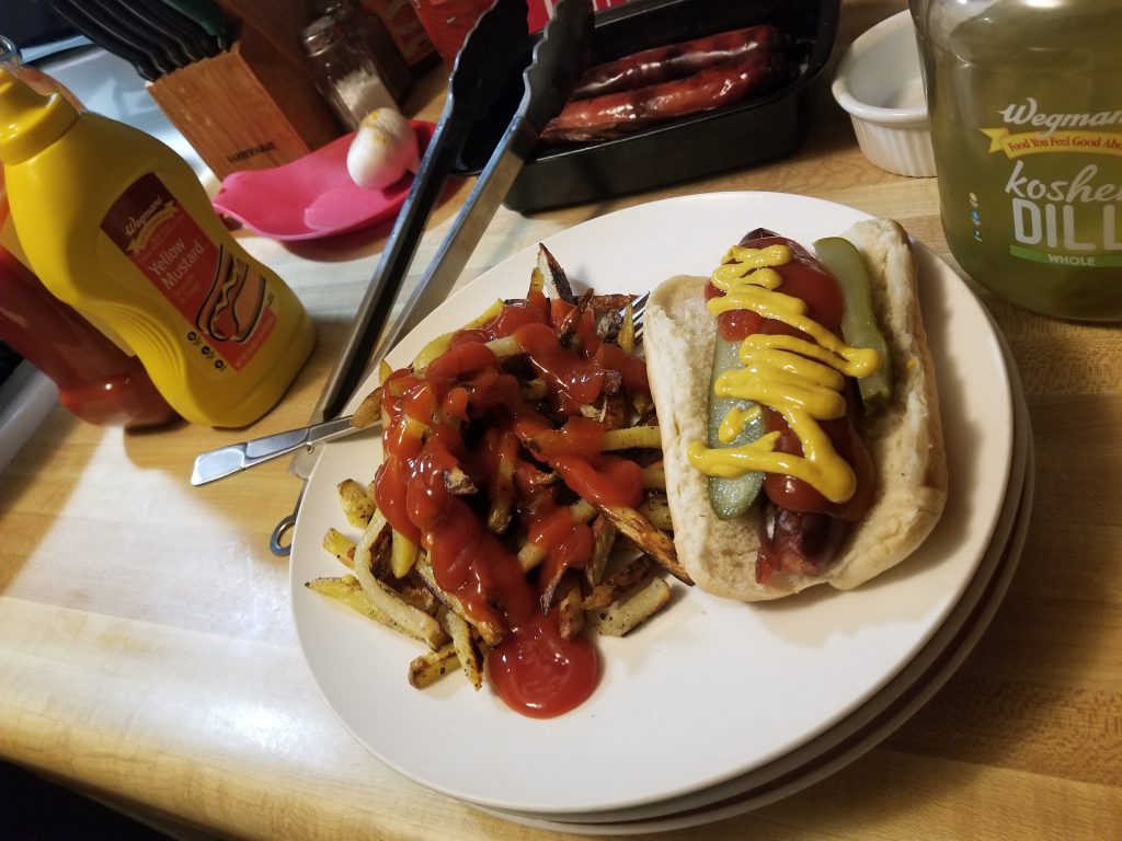 Grilled Hotdog and Handcut Fries