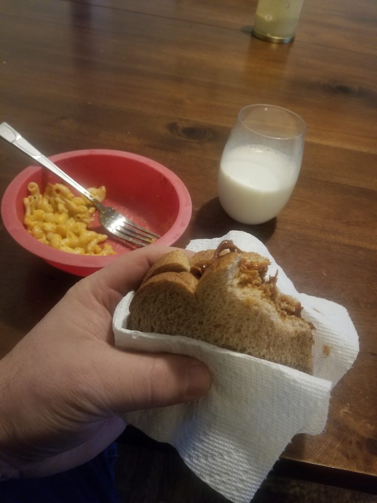 Leftover BBQ Pulled pork and mac n cheese