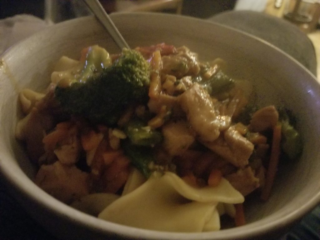 Stri Fry over Egg Noodle
